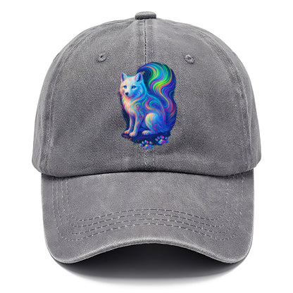 Graceful arctic fox with tail streaming aurora colors, white fur with prismatic - Classic Cap - Urban Haze(Grey)