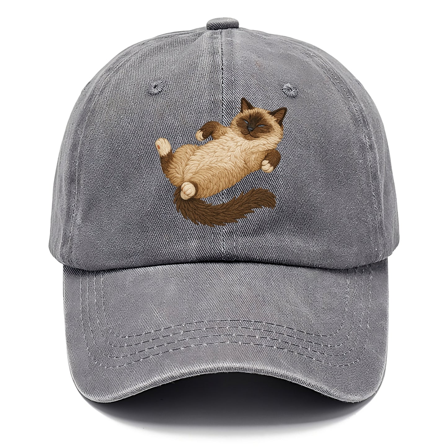 Birman  fully relaxed sprawled out embro Classic Cap - Urban Haze(Grey)