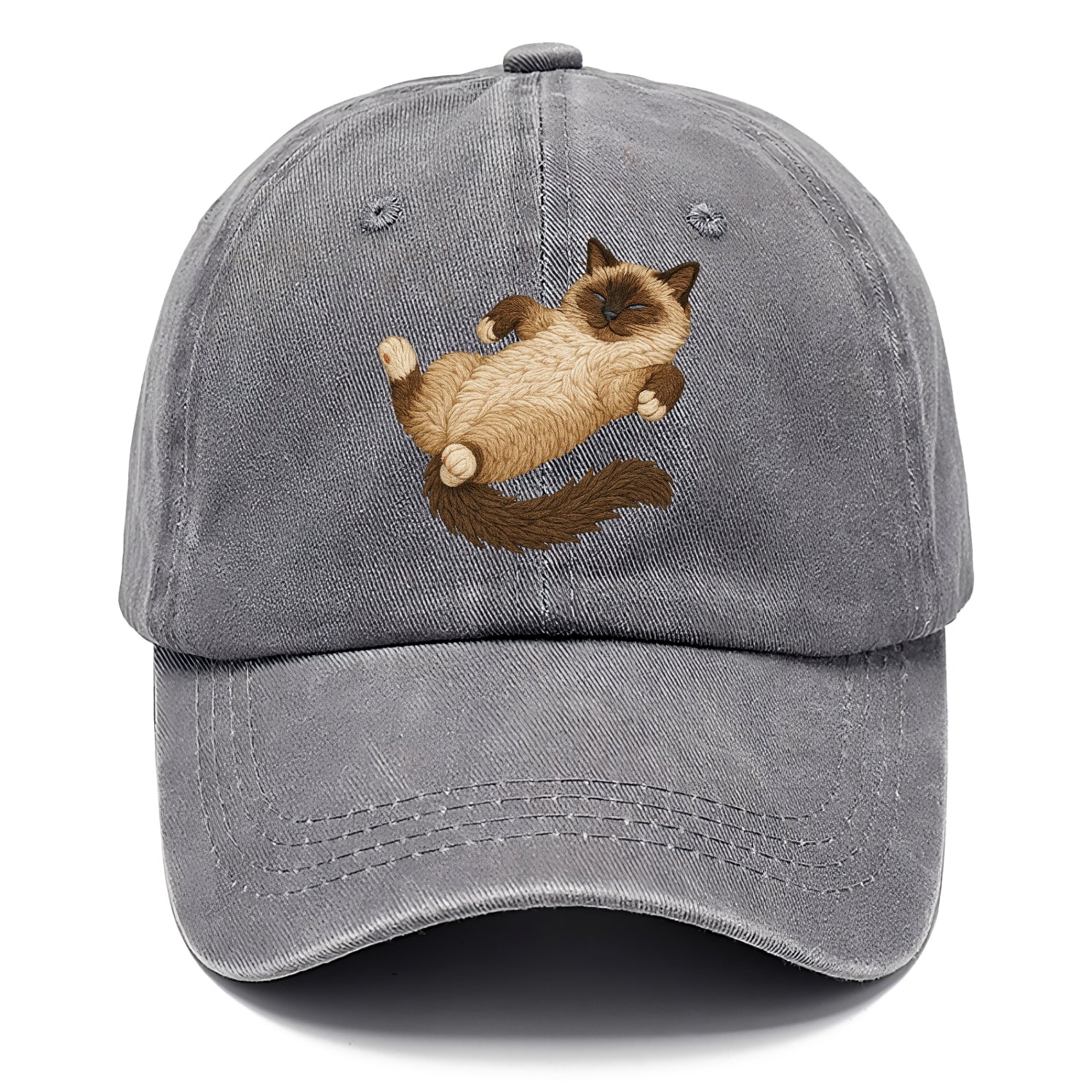 Birman  fully relaxed sprawled out embro Classic Cap - Urban Haze(Grey)