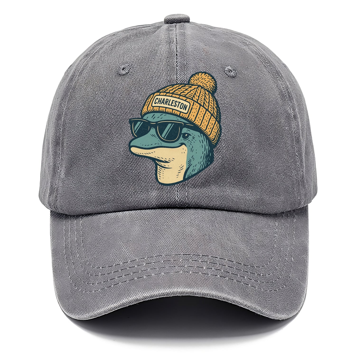 Charleston Dolphin wearing Charleston beanie with pom pom and wayfarer sunglasses - Classic Cap - Urban Haze(Grey)