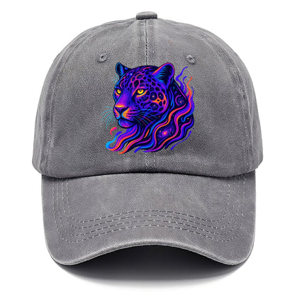 Powerful jaguar with rosettes containing miniature galaxies, cosmic purple and orange - Classic Cap - Urban Haze(Grey)
