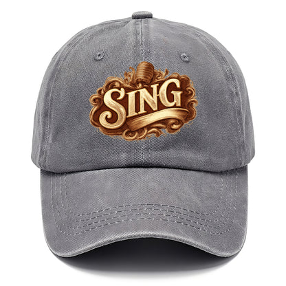 Bold typography design - "SING" - vocal expression, musical soul - Classic Cap - Urban Haze(Grey)