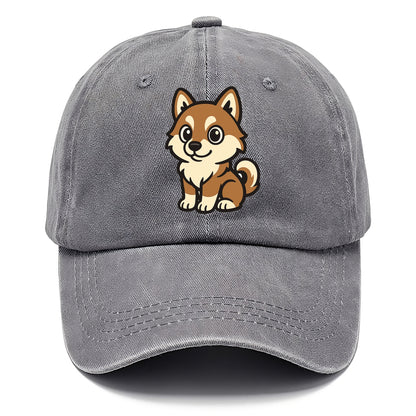 Pomsky - Pomeranian-Husky mix sitting pose - Classic Cap - Urban Haze(Grey)