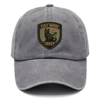 CAT MOM CRAZY - cat silhouette with hearts in purple , cat lady - Classic Cap - Urban Haze(Grey)