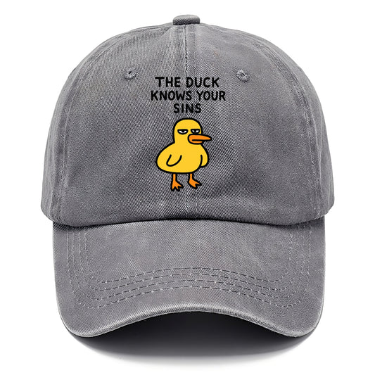 THE DUCK KNOWS YOUR SINS | Yellow duck with judgmental stare - Classic Cap - Urban Haze(Grey)
