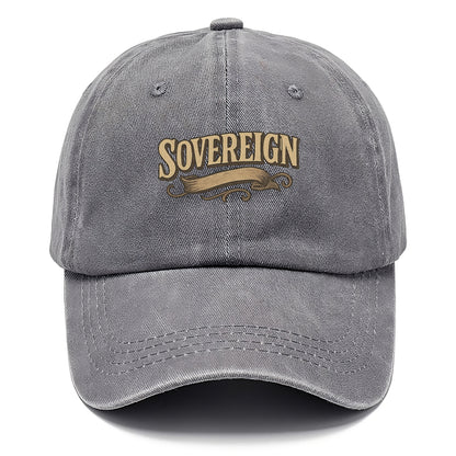 Bold typography design - "SOVEREIGN" - self-ruled, autonomous, in control - Classic Cap - Urban Haze(Grey)