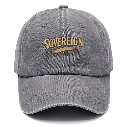 Bold typography design - "SOVEREIGN" - self-ruled, autonomous, in control - Classic Cap - Urban Haze(Grey)