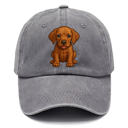 Baby Vizsla Puppy - golden rust coat, soulful eyes, athletic build, front-facing, - Classic Cap - Urban Haze(Grey)