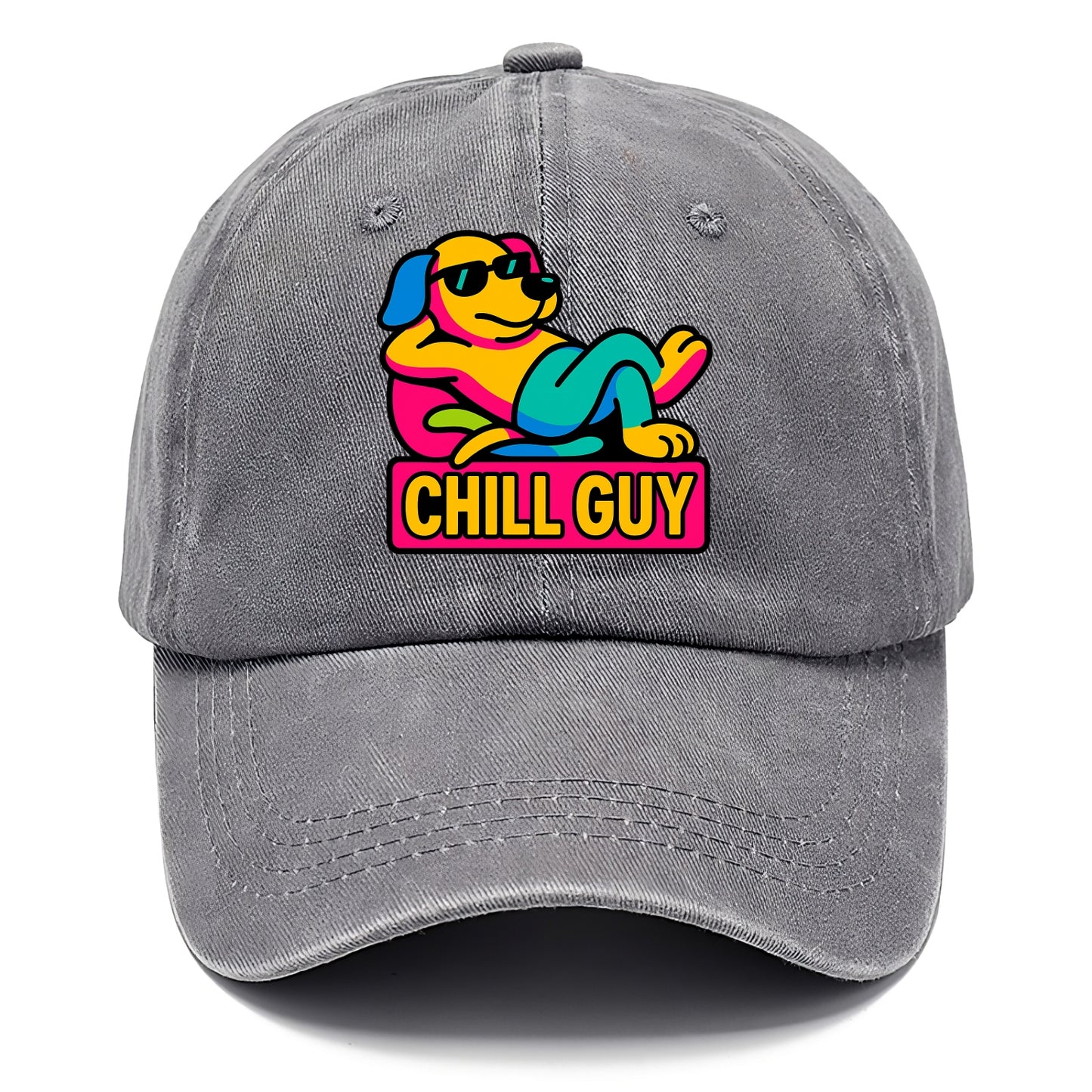 Super relaxed dog character lounging unbothered - "Chill Guy" meme energy, laid back - Classic Cap - Urban Haze(Grey)
