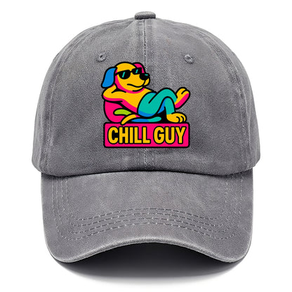 Super relaxed dog character lounging unbothered - "Chill Guy" meme energy, laid back - Classic Cap - Urban Haze(Grey)