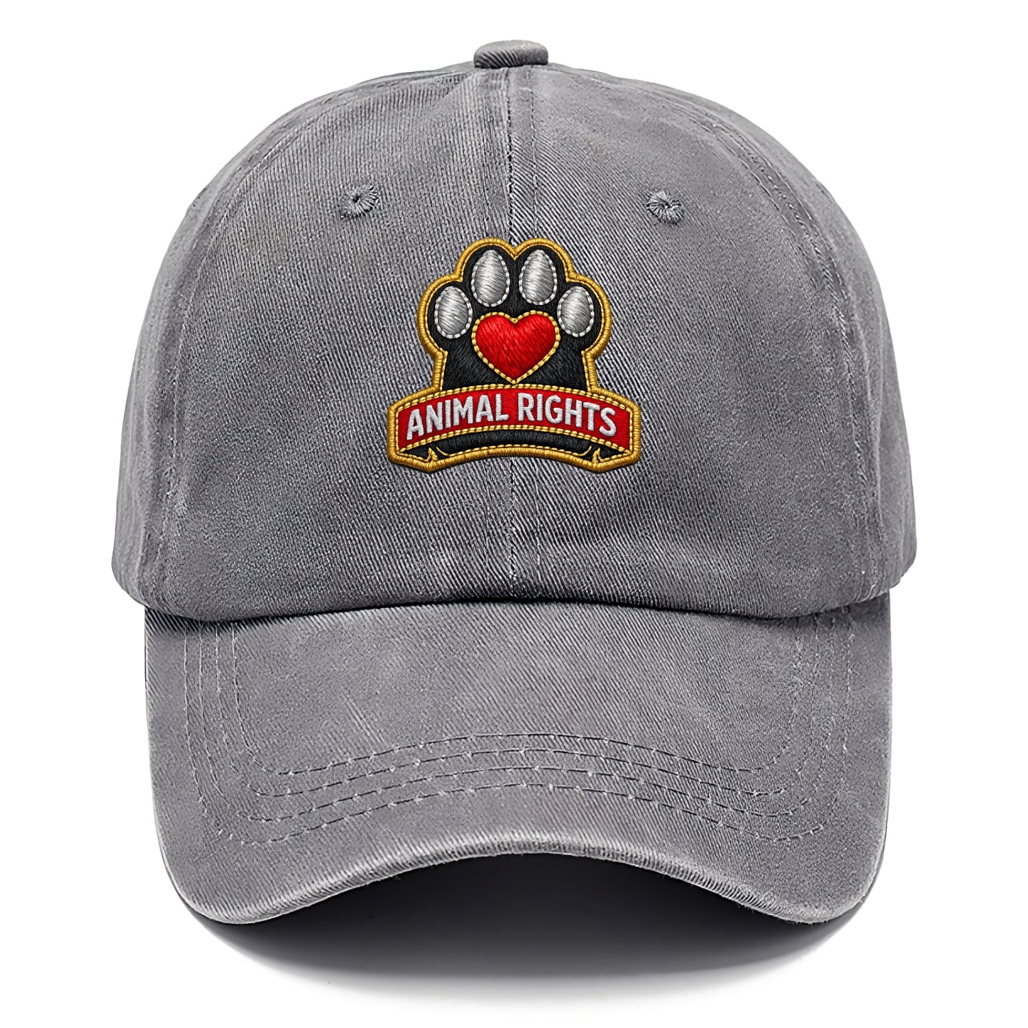 ANIMAL RIGHTS - raised paw with heart in red , advocacy - Classic Cap - Urban Haze(Grey)