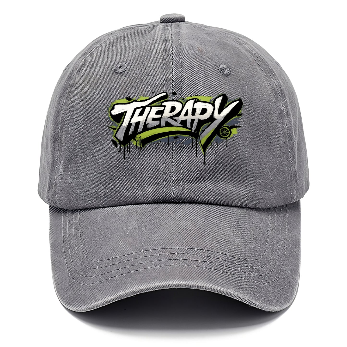 Bold typography design - "THERAPY" - mental health, getting help - Classic Cap - Urban Haze(Grey)
