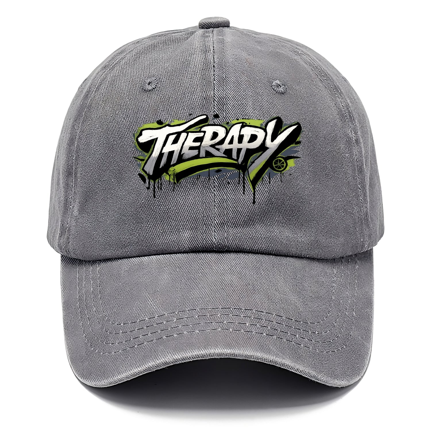 Bold typography design - "THERAPY" - mental health, getting help - Classic Cap - Urban Haze(Grey)