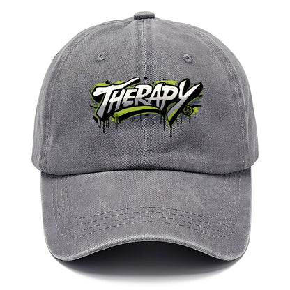 Bold typography design - "THERAPY" - mental health, getting help - Classic Cap - Urban Haze(Grey)