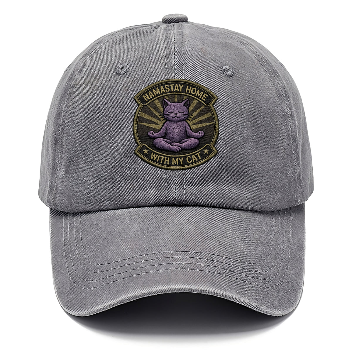 NAMASTAY HOME WITH MY CAT - yoga cat in purple , introvert cat - Classic Cap - Urban Haze(Grey)