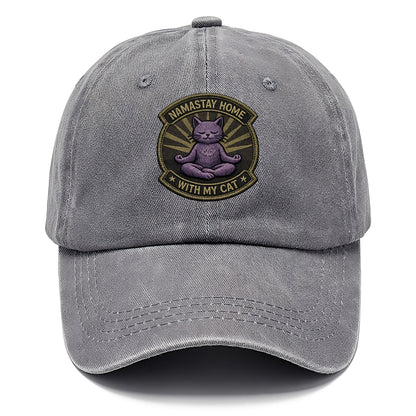 NAMASTAY HOME WITH MY CAT - yoga cat in purple , introvert cat - Classic Cap - Urban Haze(Grey)