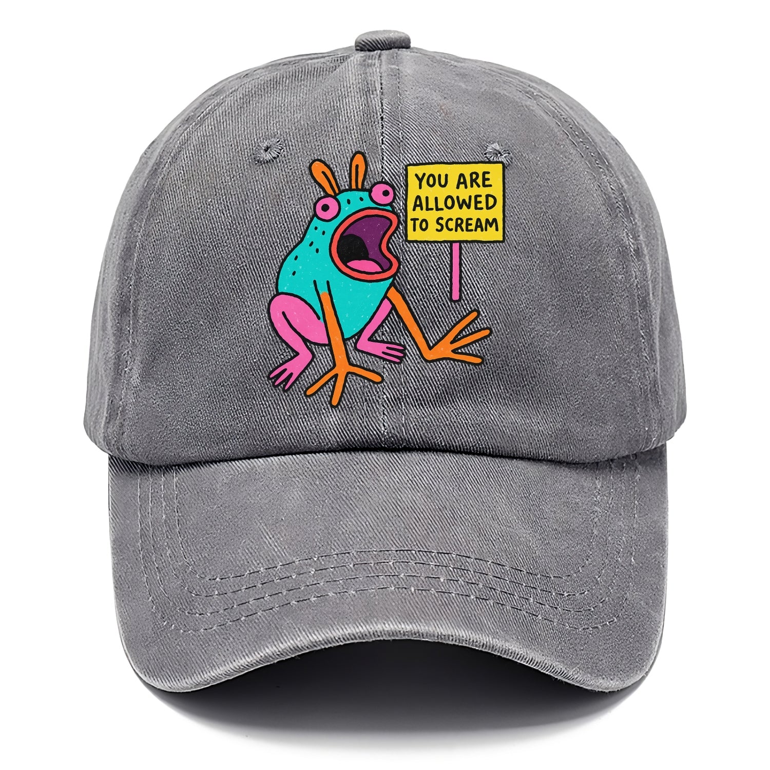 YOU ARE ALLOWED TO SCREAM | Open-mouthed frog mid-scream - Classic Cap - Urban Haze(Grey)