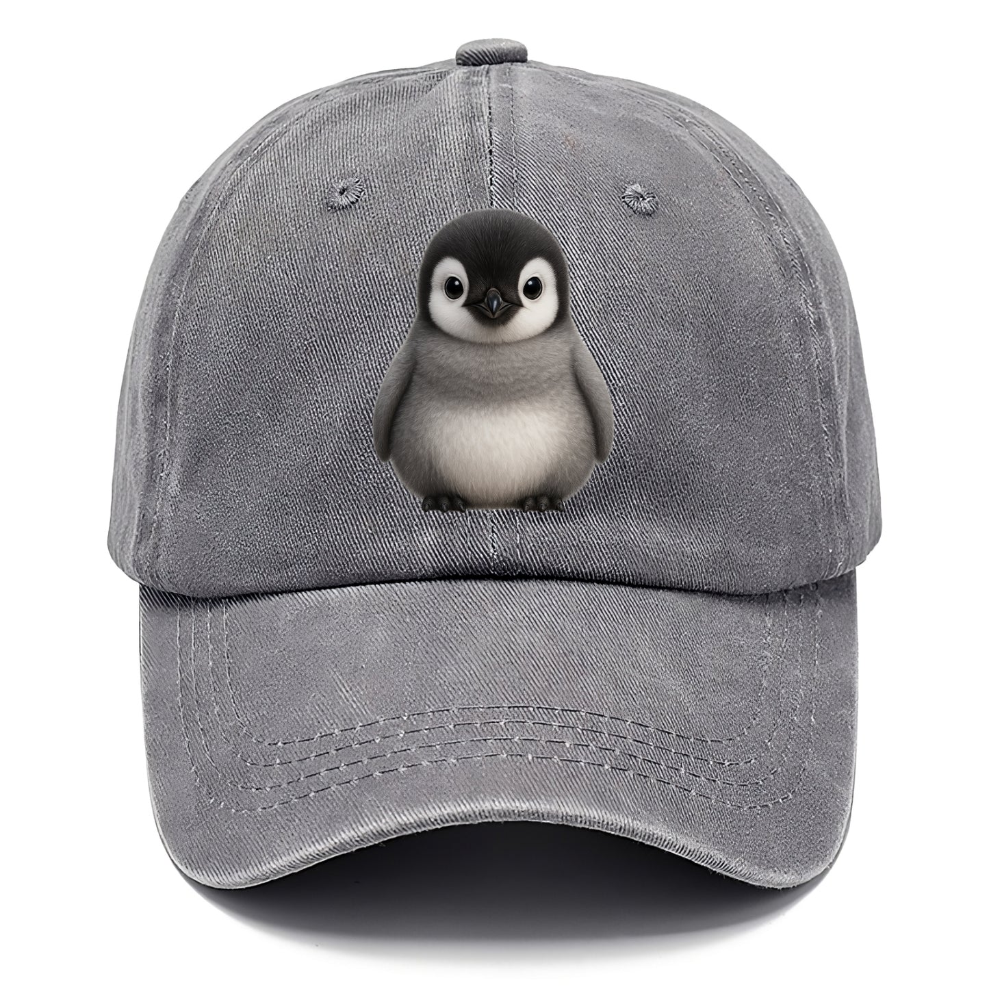 Baby Adelie Penguin - black and white, round body, curious eyes, front-facing, - Classic Cap - Urban Haze(Grey)