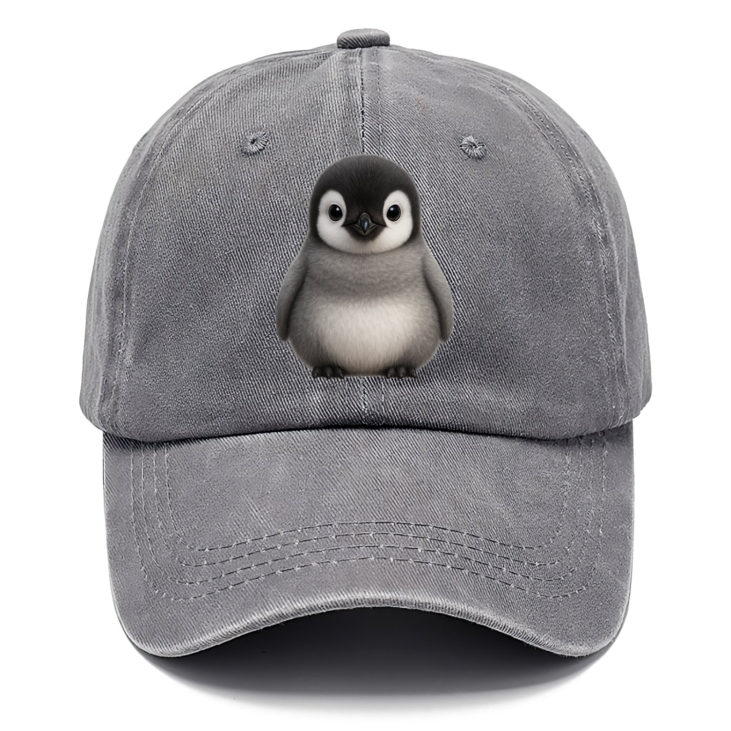Baby Adelie Penguin - black and white, round body, curious eyes, front-facing, - Classic Cap - Urban Haze(Grey)