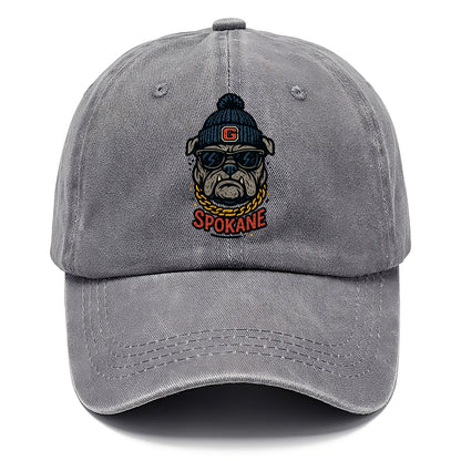 Spokane Bulldog wearing Gonzaga beanie with G patch - Classic Cap - Urban Haze(Grey)