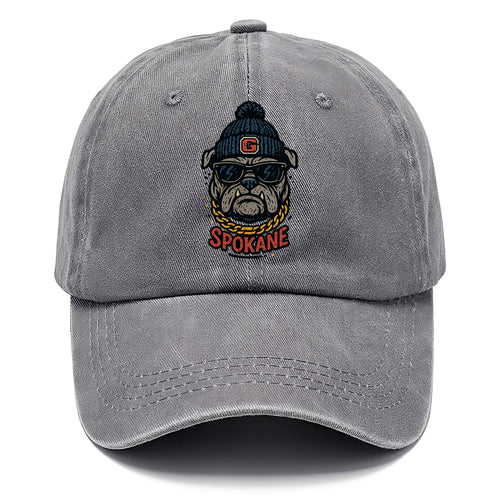 Spokane Bulldog wearing Gonzaga beanie with G patch - Classic Cap