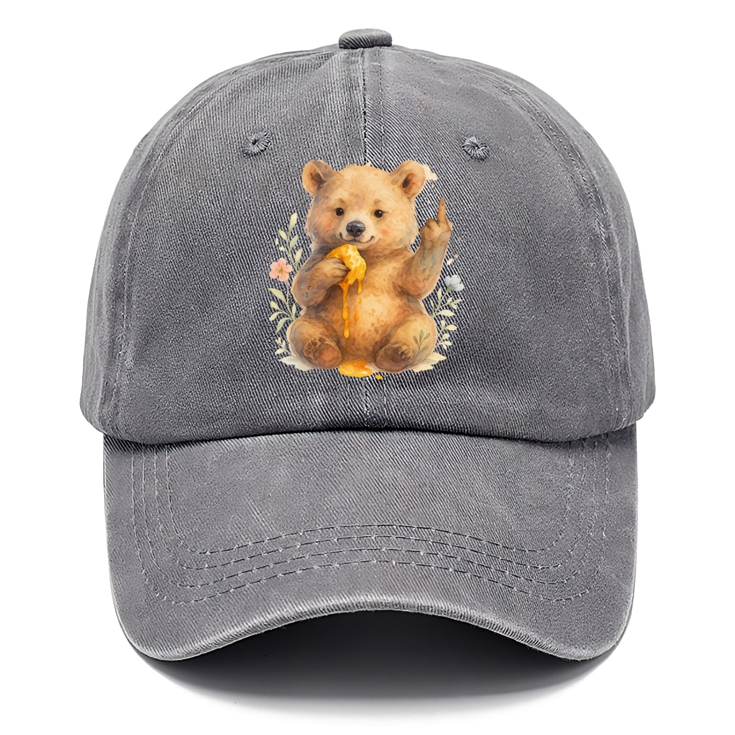 chubby bear cub eating dripping honey, sticky paw up with middle finger - Classic Cap - Urban Haze(Grey)