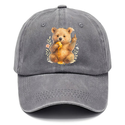 chubby bear cub eating dripping honey, sticky paw up with middle finger - Classic Cap - Urban Haze(Grey)