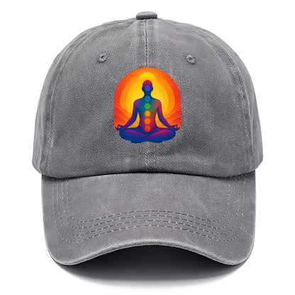 Sunset Meditation - Figure in lotus pose Classic Cap - Urban Haze(Grey)