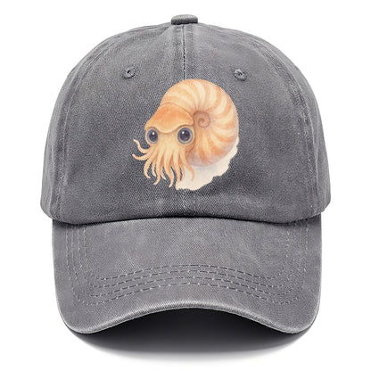 Baby Nautilus - spiral shell, tentacles peeking, ancient eyes, front-facing, living - Classic Cap - Urban Haze(Grey)