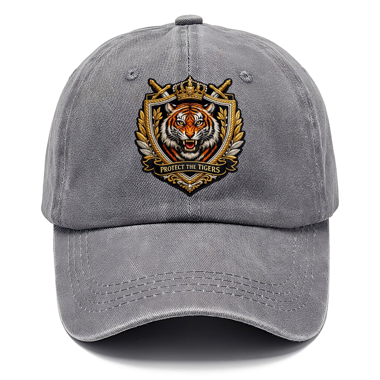 PROTECT THE TIGERS - tiger with shield in orange , big cat conservation - Classic Cap - Urban Haze(Grey)