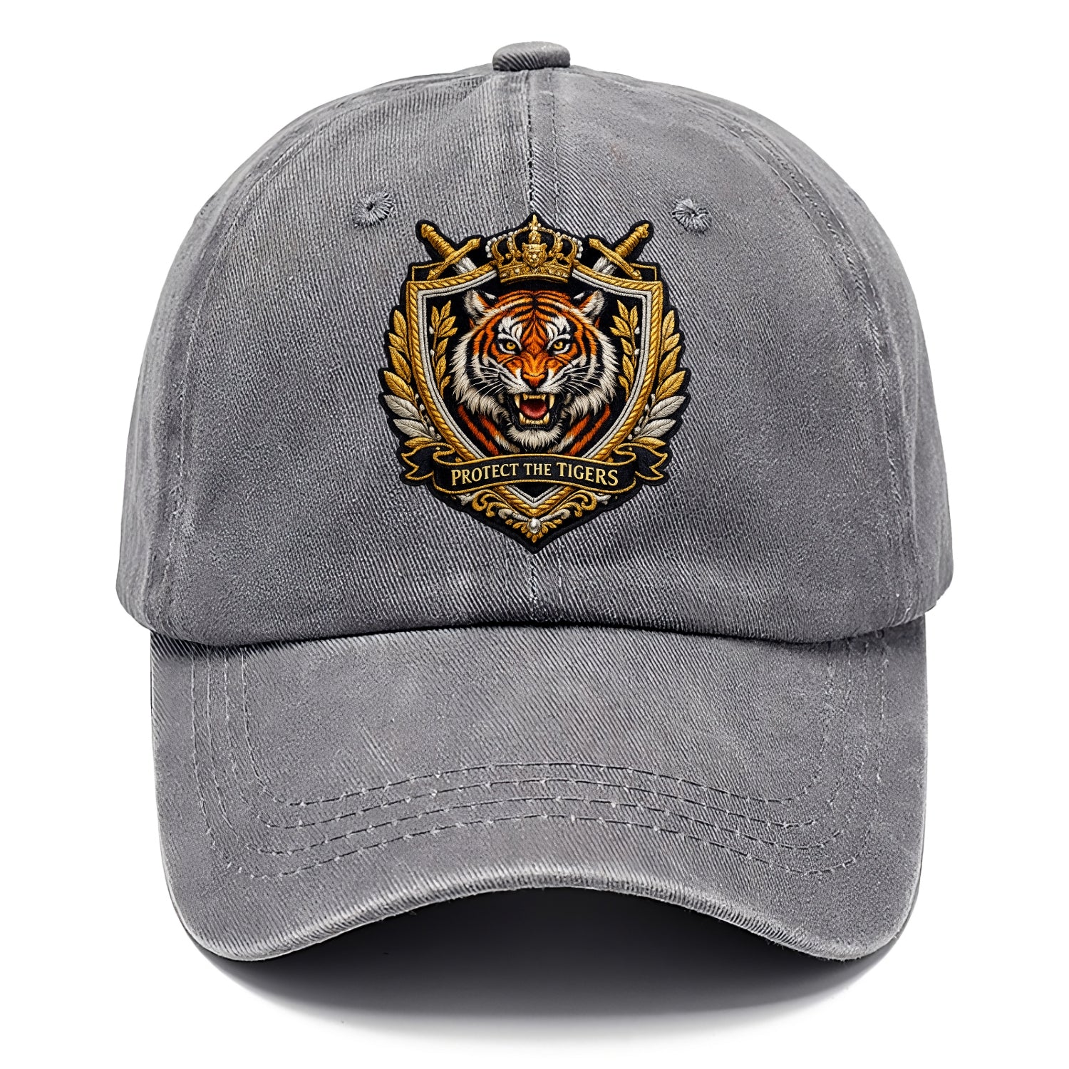 PROTECT THE TIGERS - tiger with shield in orange , big cat conservation - Classic Cap - Urban Haze(Grey)