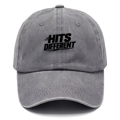 Bold typography design - "HITS DIFFERENT" - uniquely special, stands out - Classic Cap - Urban Haze(Grey)