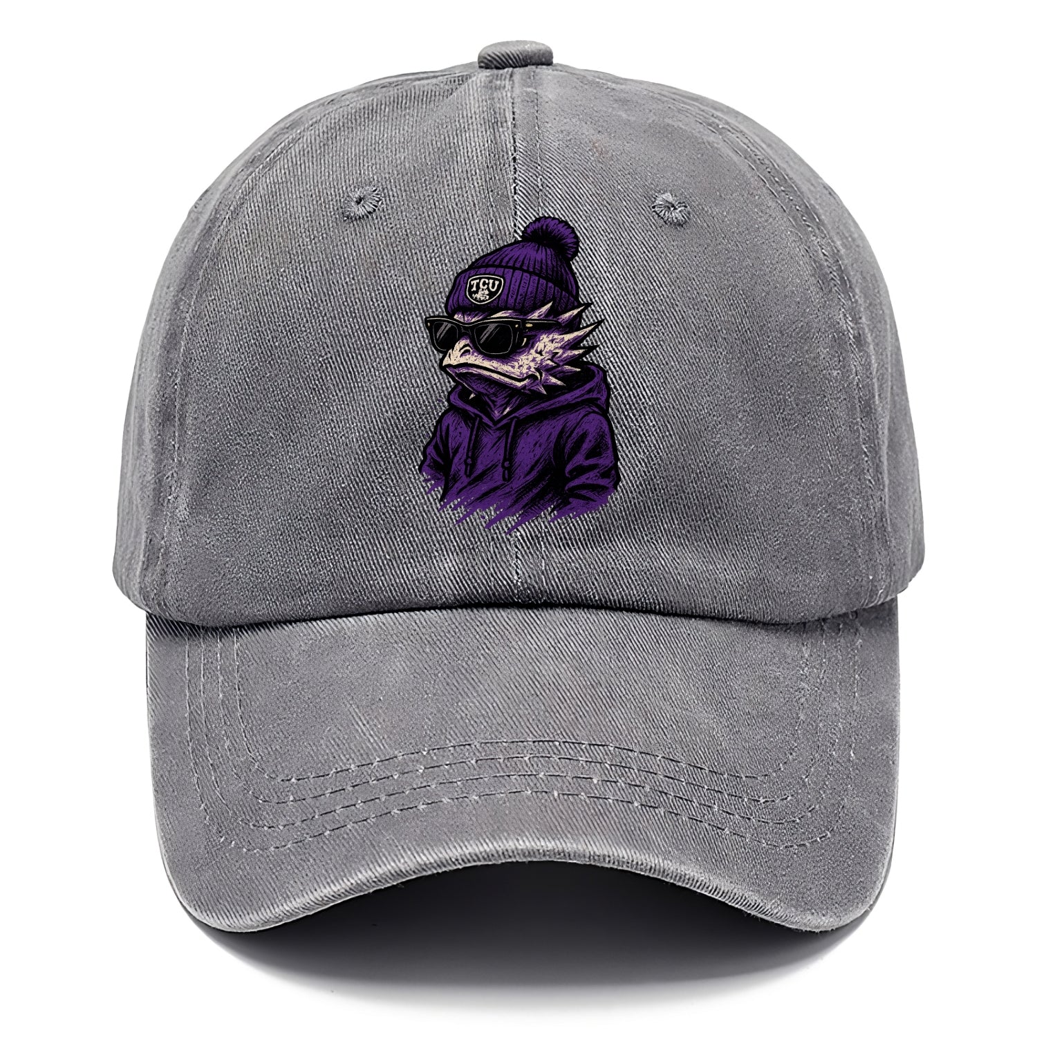 Fort Worth Horned Frog wearing TCU beanie with frog patch - Classic Cap - Urban Haze(Grey)