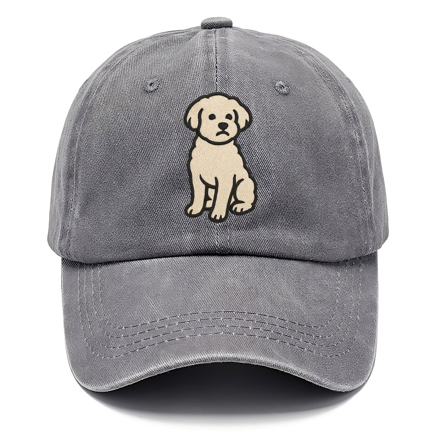 Maltipoo - White curly sitting pose - Classic Cap - Urban Haze(Grey)