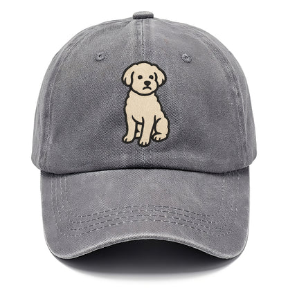 Maltipoo - White curly sitting pose - Classic Cap - Urban Haze(Grey)