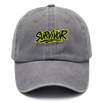 Bold typography design - "SURVIVOR" - overcomer, still standing, made it through - Classic Cap - Urban Haze(Grey)
