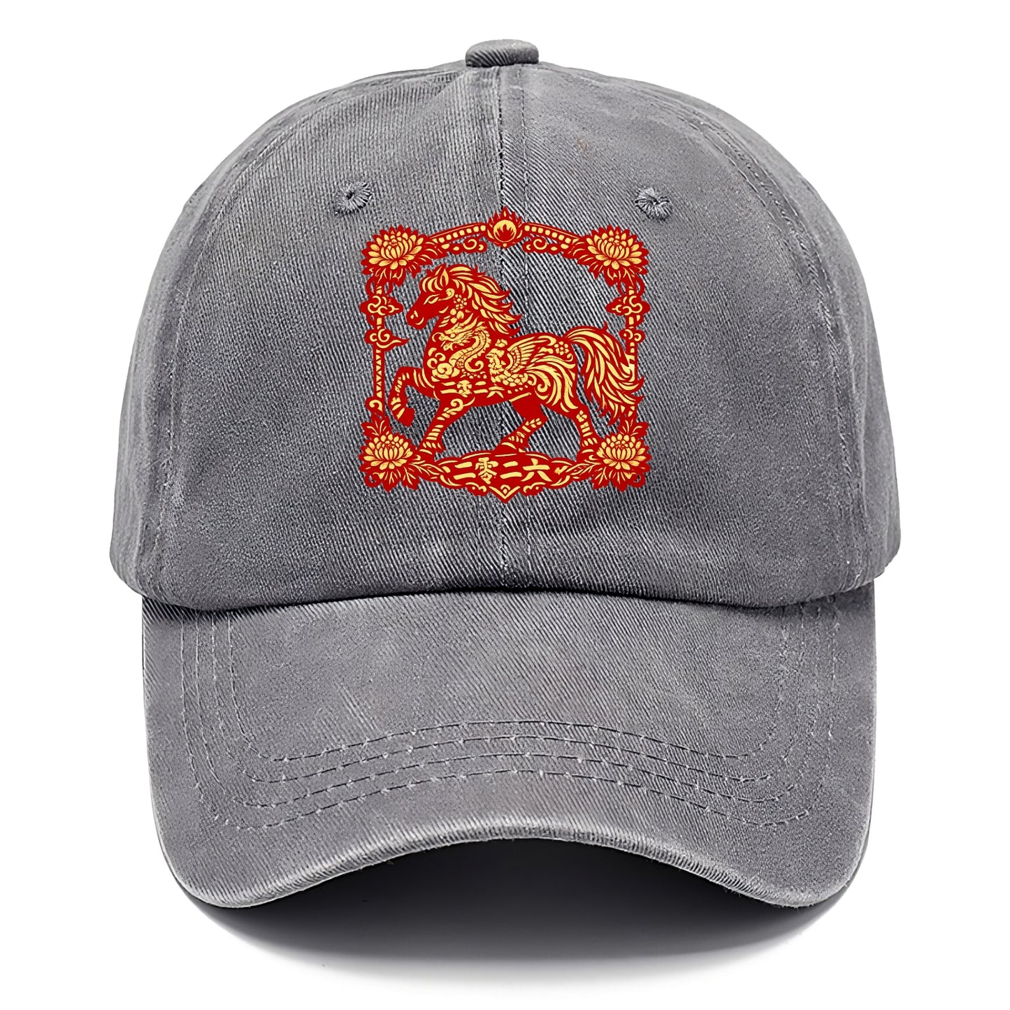 HORSE | Silk style horse design | Gold and silver thread appearance | Phoenix and - Classic Cap - Urban Haze(Grey)