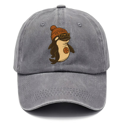 Victoria Orca wearing Victoria beanie with pom pom and wayfarer sunglasses - Classic Cap - Urban Haze(Grey)