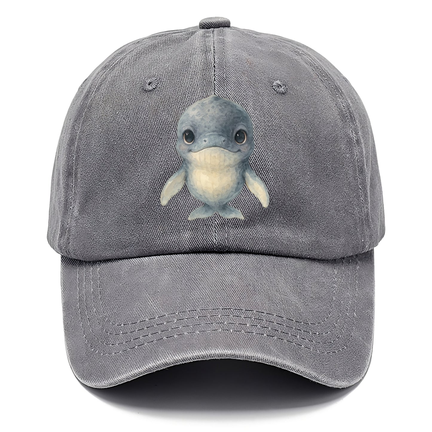 Baby Humpback Whale - dark gray with white flippers, large gentle eyes, front-facing, - Classic Cap - Urban Haze(Grey)