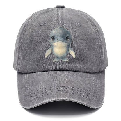 Baby Humpback Whale - dark gray with white flippers, large gentle eyes, front-facing, - Classic Cap - Urban Haze(Grey)
