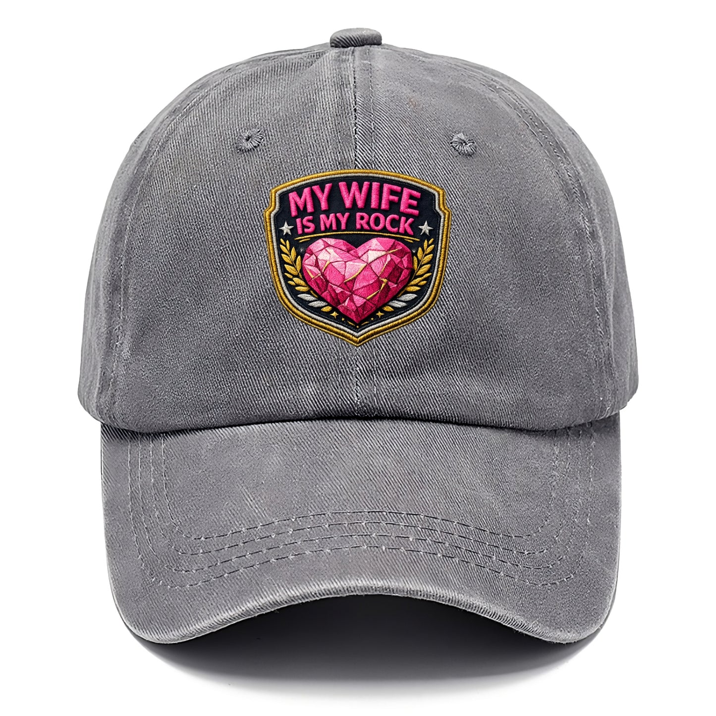 MY WIFE IS MY ROCK - pink rock heart - pink - solid wife - Classic Cap - Urban Haze(Grey)