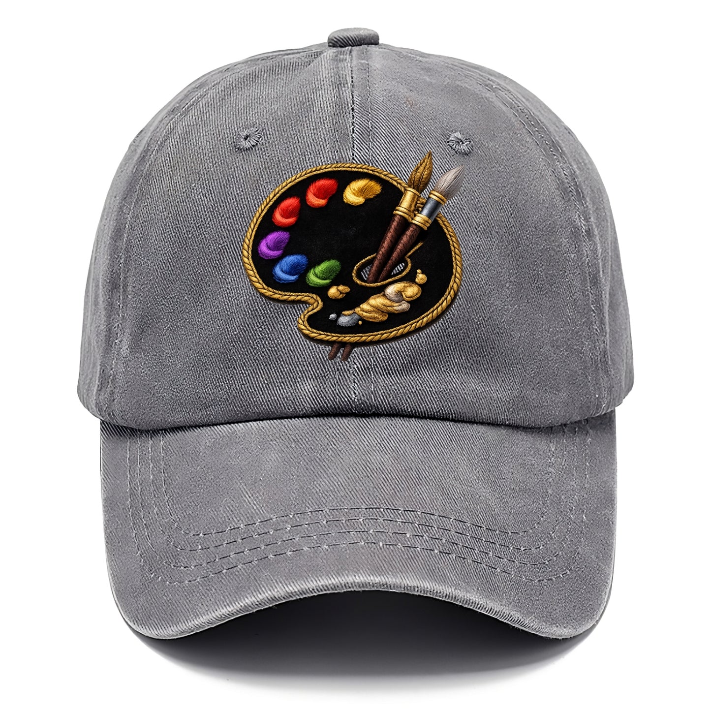 Embroidered patch design - PAINT PALETTE - artist palette with brushes in rainbow and - Classic Cap - Urban Haze(Grey)