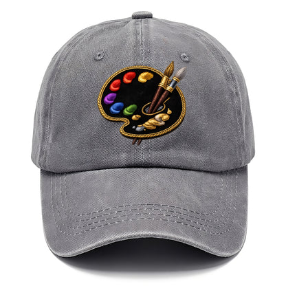 Embroidered patch design - PAINT PALETTE - artist palette with brushes in rainbow and - Classic Cap - Urban Haze(Grey)