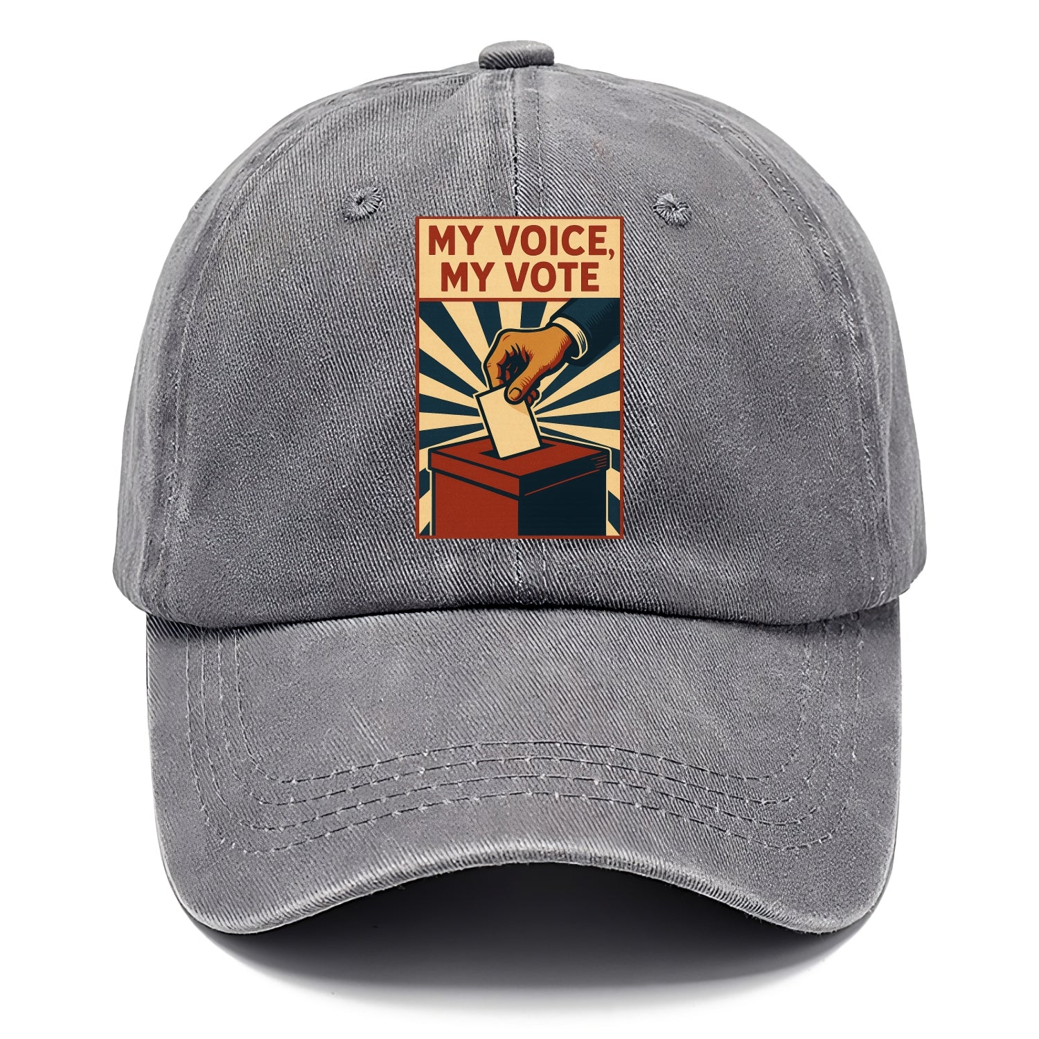 Hand dropping ballot into box with determination - "My Voice, My Vote" - individual - Classic Cap - Urban Haze(Grey)