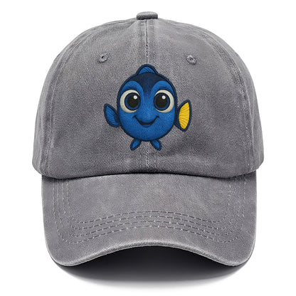 Baby Blue Tang - bright blue with yellow tail, big eyes, front-facing, Dory-style - Classic Cap - Urban Haze(Grey)