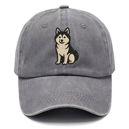 Pomsky - Pomeranian-Husky mix sitting po Classic Cap - Urban Haze(Grey)