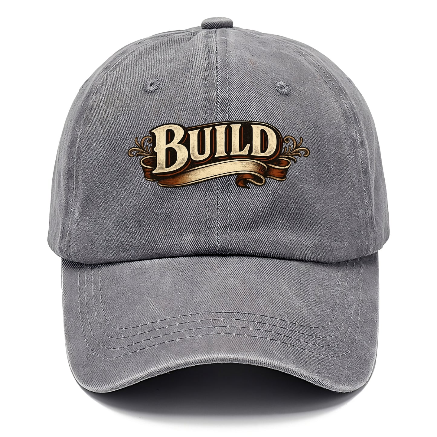 Bold typography design - "BUILD" - constructing, making real - Classic Cap - Urban Haze(Grey)