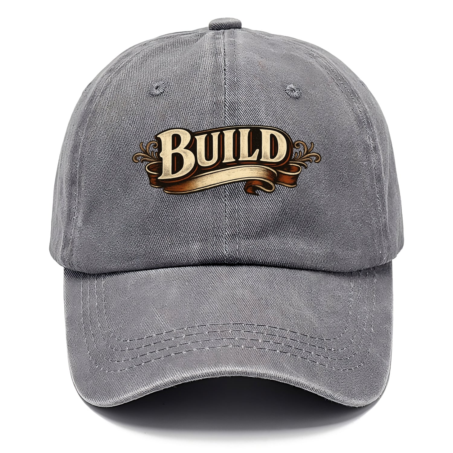 Bold typography design - "BUILD" - constructing, making real - Classic Cap - Urban Haze(Grey)