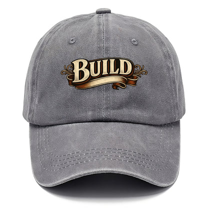 Bold typography design - "BUILD" - constructing, making real - Classic Cap - Urban Haze(Grey)
