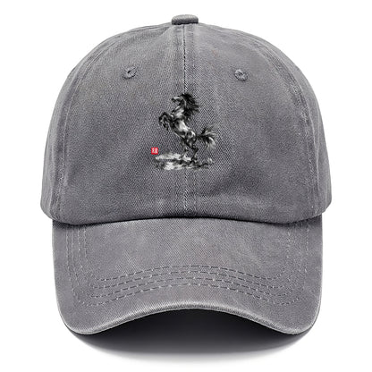 WILD STALLION | Powerful stallion rearing up | Windswept mane and tail | Mountain - Classic Cap - Urban Haze(Grey)
